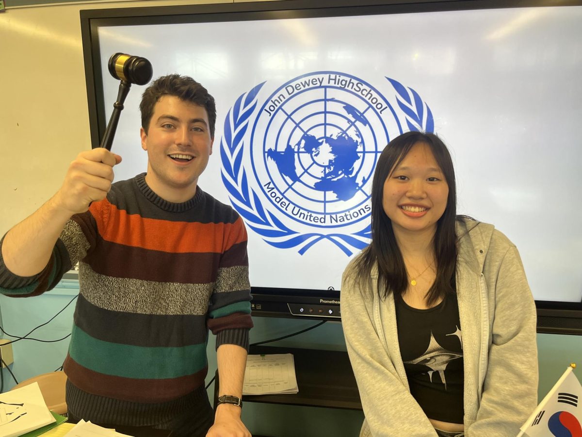 Model UN Advisor Mr. Mohan with a member of the club, Jolie Lei. 