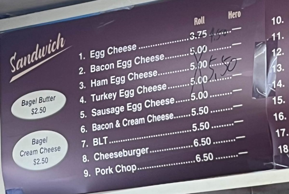 This board shows how prices has risen 