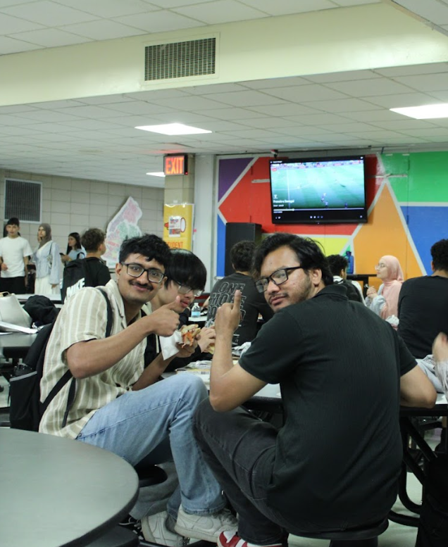 Dewey students enjoying the social atmosphere as they watch the France vs. Senegal World Cup match on Tuesday, June 16, 2026.